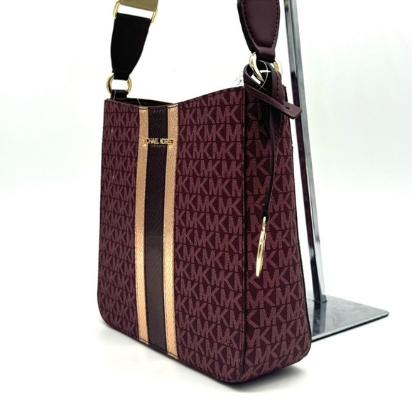 Michael Kors Jet Set Travel Small Signature Logo Messenger Bag Ox Blood Multi - Picture 5 of 9